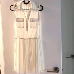 NWOT sheer pleated Shirtdress cream white